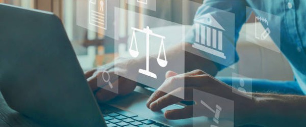 Legal advice online, labor law concept, layer or notary working for business company.